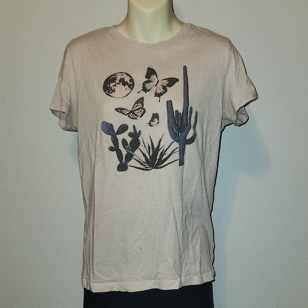 Aeropostale Graphic Tee with Butterflies In Desert Print